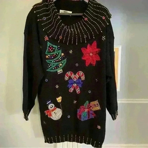 Victoria Harbour Woman Beaded Cowl Christmas Sweater Size 3X Slouchy Tunic - Picture 1 of 15
